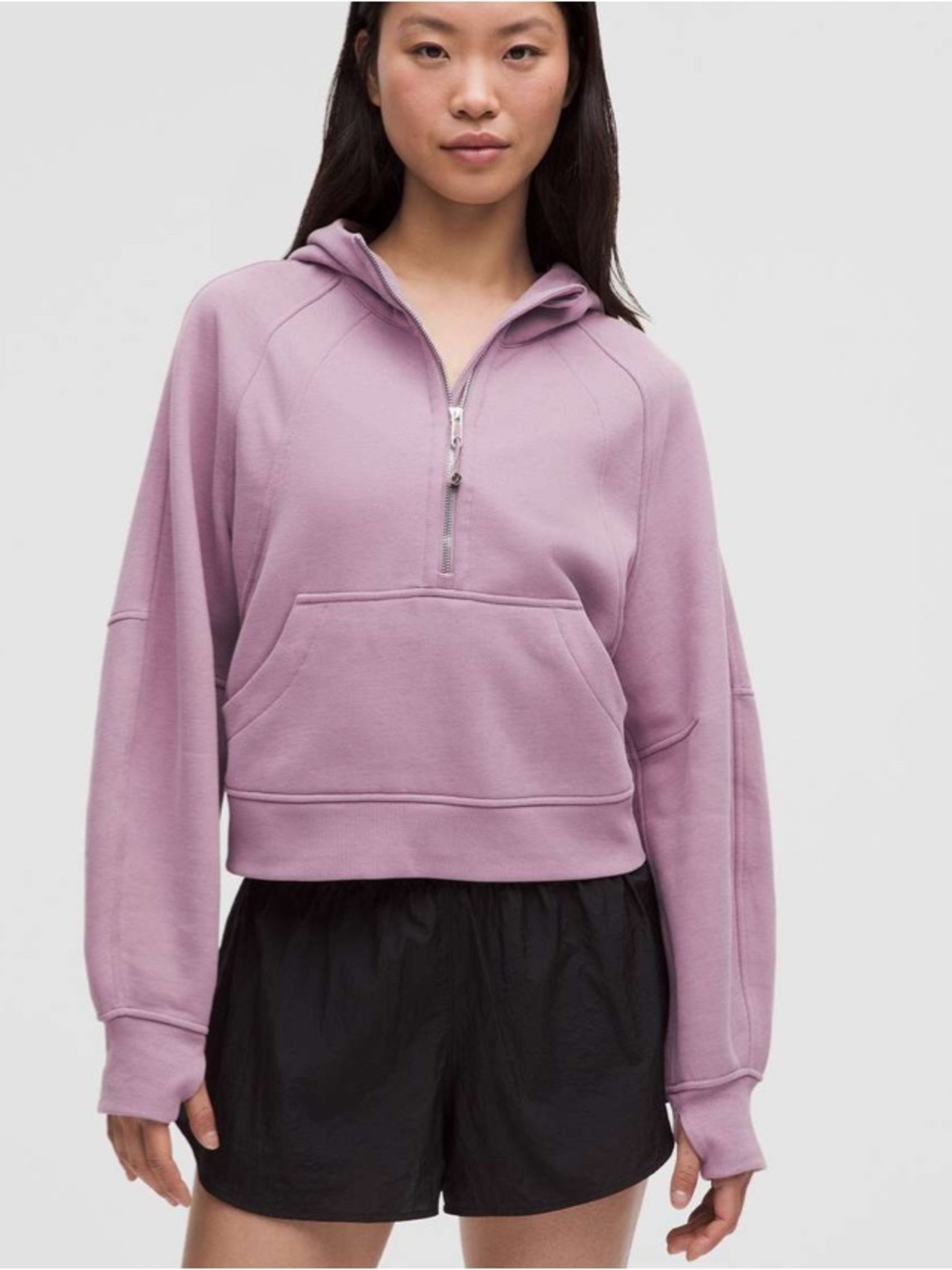 Lululemon purple Pink Cropped Half-Zip Hoodie - Women M/L scuba 1/4 zip
